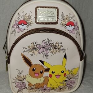 NWT Loungefly Pokémon Pikachu & Eevee Embroidered Floral Mini Backpack